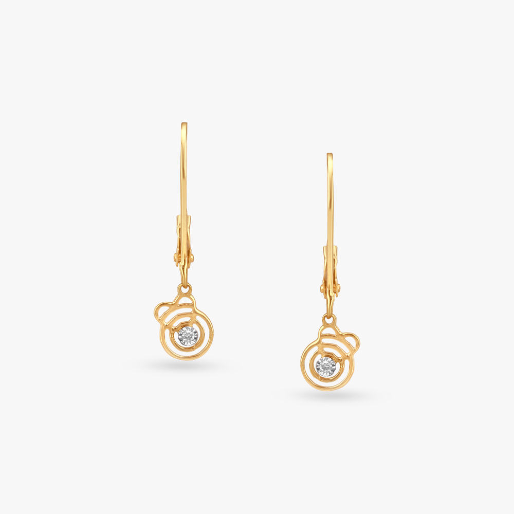 Little Swirls Diamond Hoop Earrings For Kids,,hi-res image number null