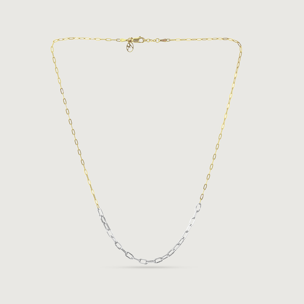 Sleek Dual Tone Paperclip Gold Chain,,hi-res image number null