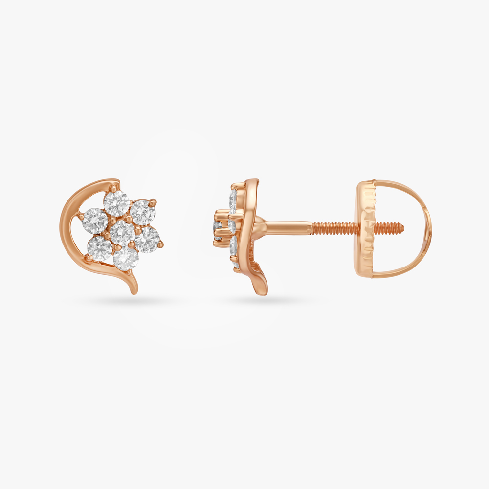 Floral Glamour Diamond Stud Earrings,,hi-res image number null