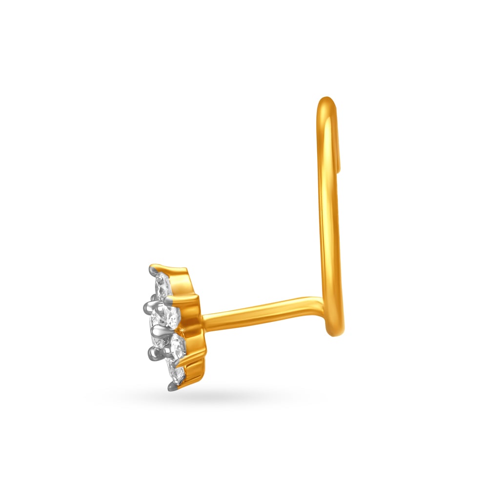 Stunning Floral Seven Stone Diamond Nose Pin,,hi-res image number null