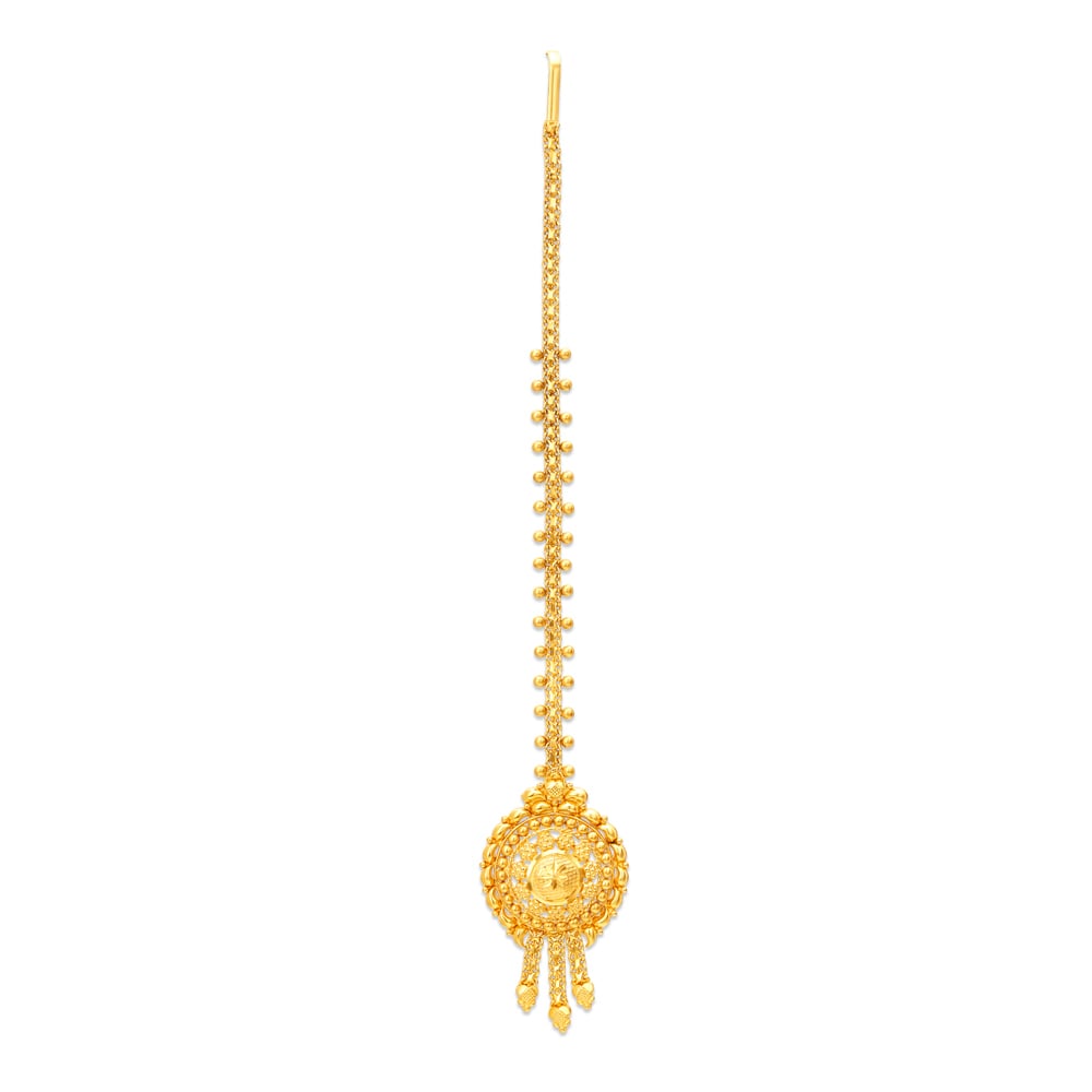 Traditional Floral Gold Maang Tikka,,hi-res image number null