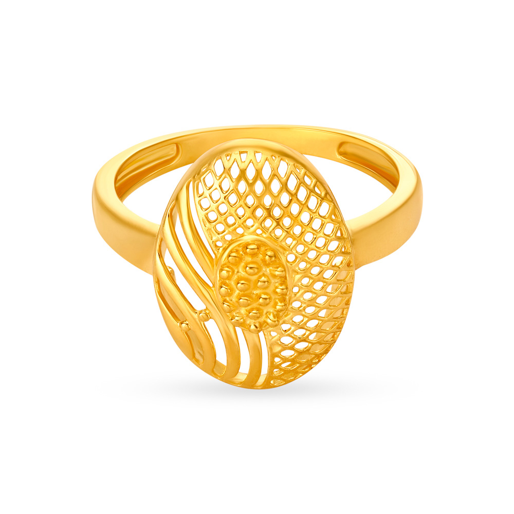 Alluring Yellow Gold Oval Finger Ring,,hi-res image number null