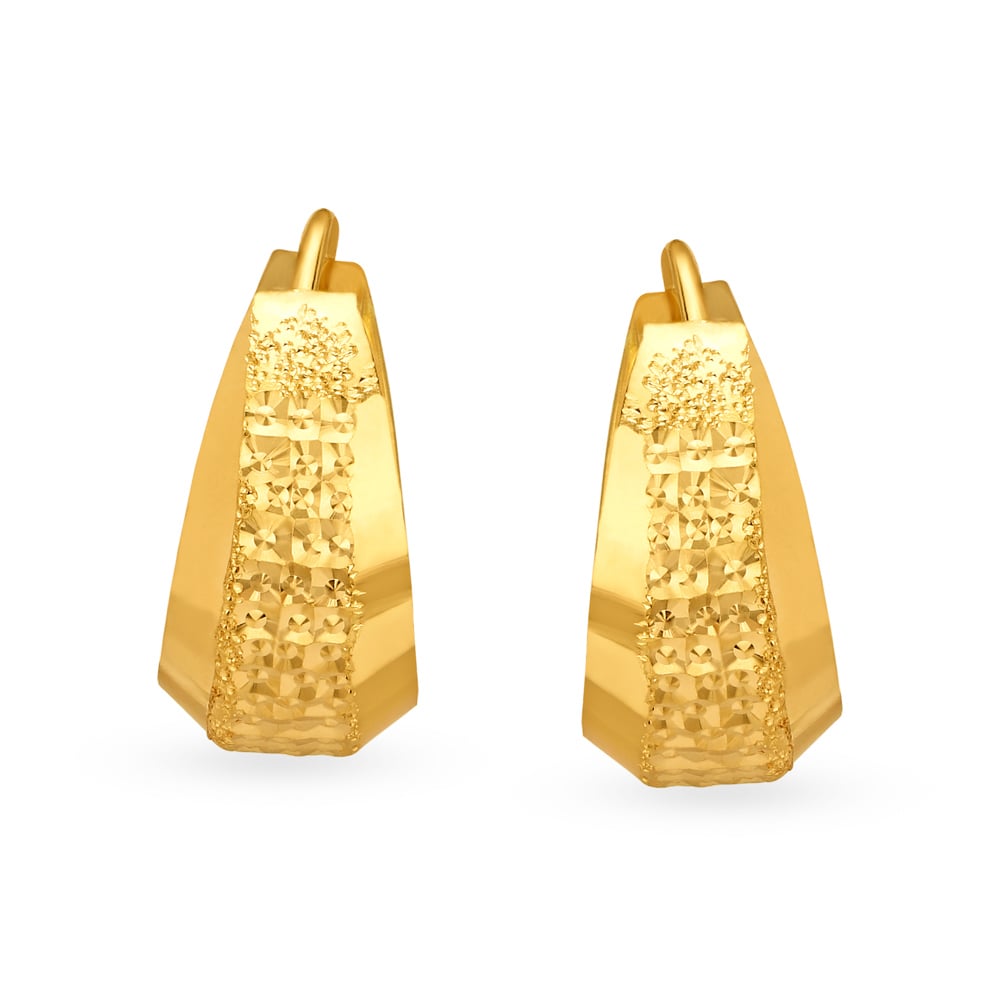 Timeless 22 Karat Yellow Gold Textured Hoop Earrings,,hi-res image number null
