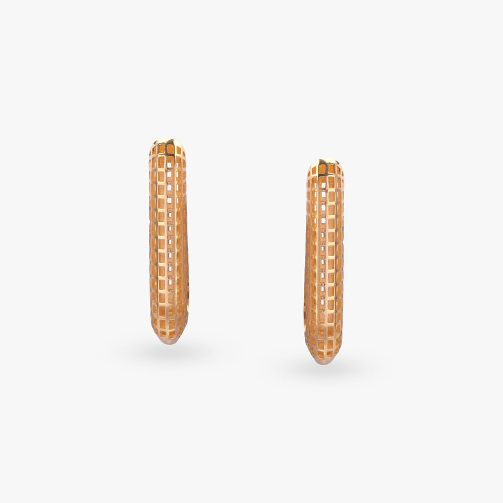 Textured Elegance Gold Hoop Earrings,,hi-res image number null