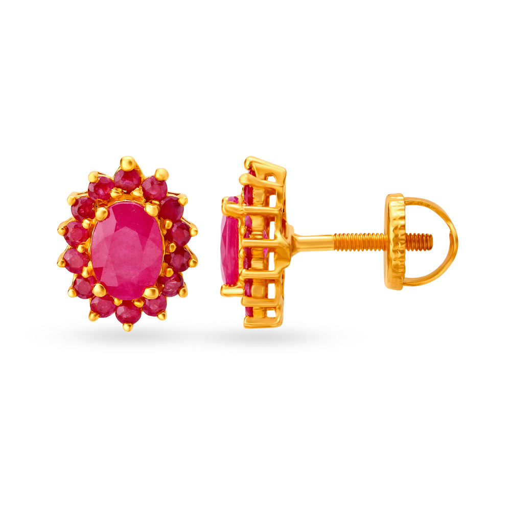 22 Karat Gold and Ruby Stud Earrings,,hi-res image number null