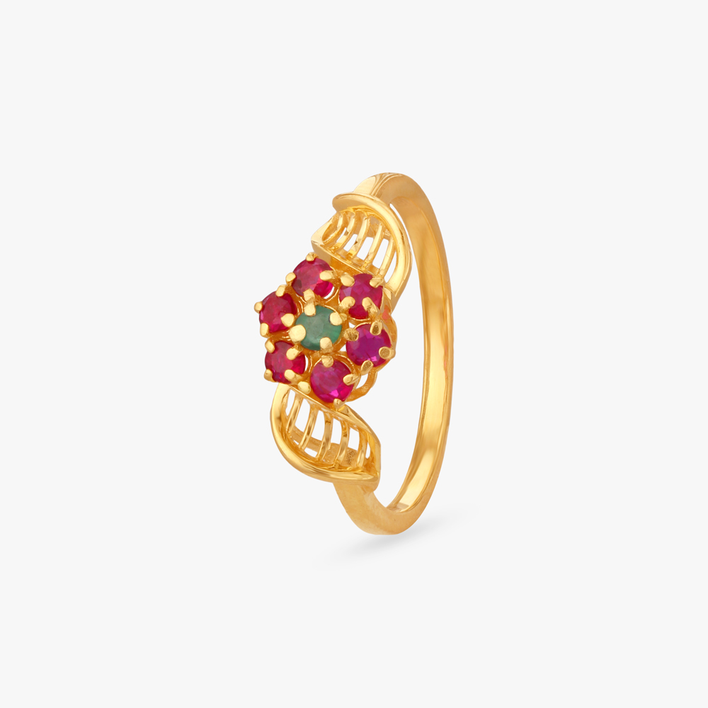 

Whimsical Bloom Ruby Finger Ring
