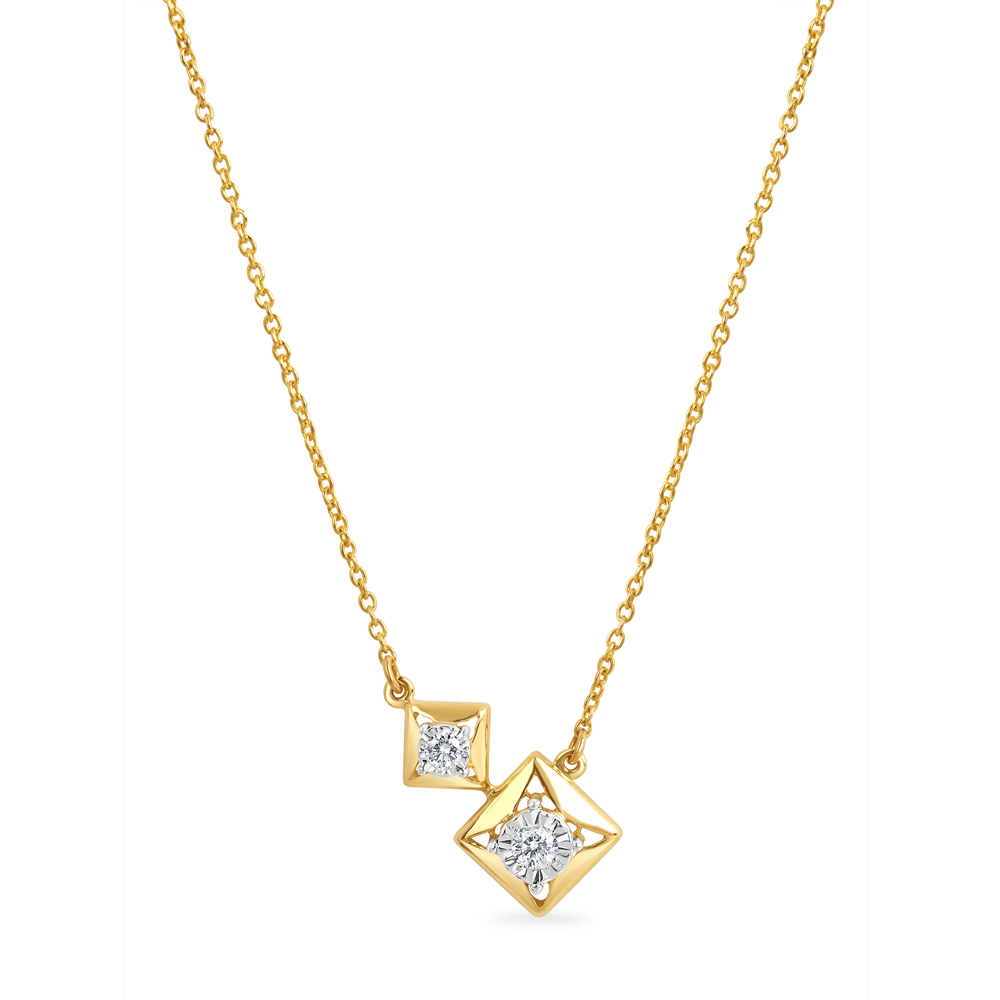 14KT Yellow Gold Shining Days Diamond Pendant With Chain