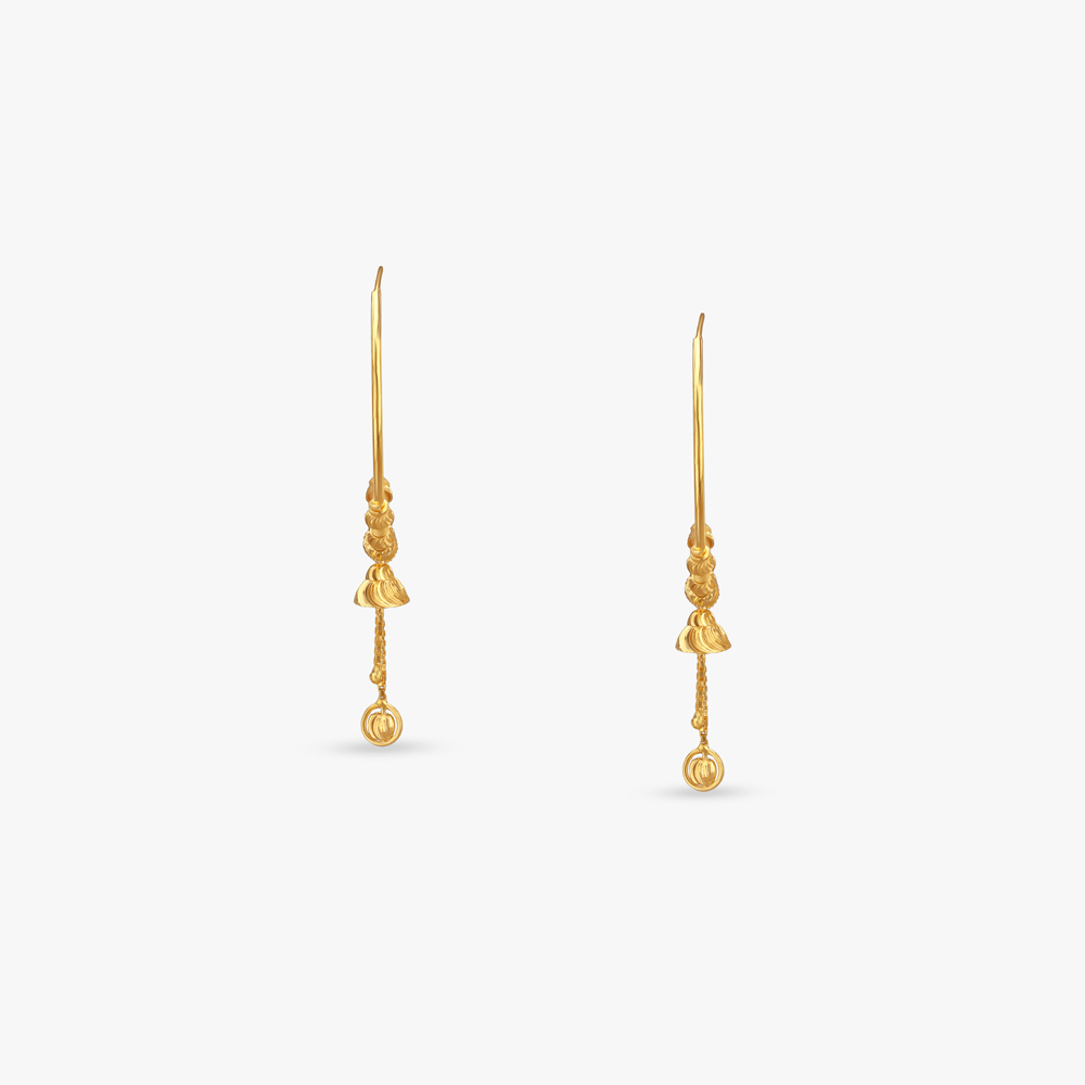 Rosette Drop Gold Hoop Earrings,,hi-res image number null