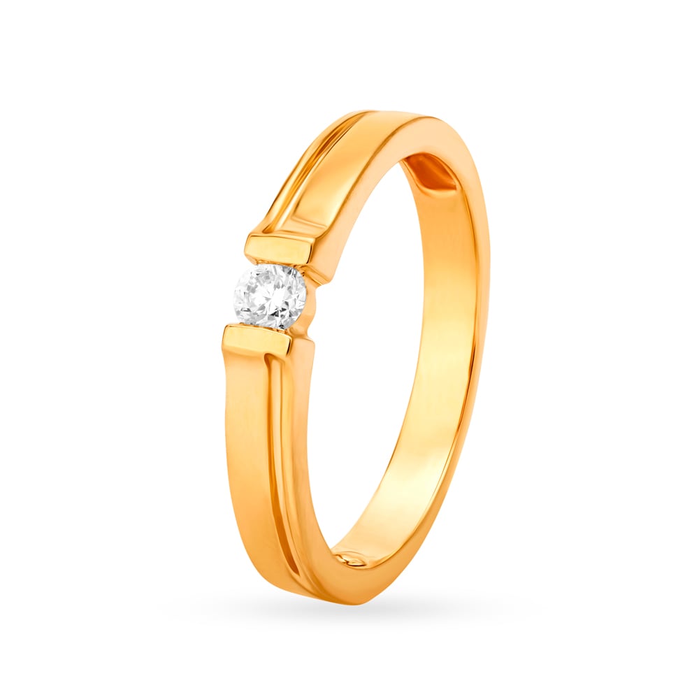 Sophisticated Minimalistic Single Stone Diamond Ring for Men,,hi-res image number null