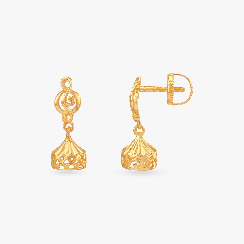 

Aurora Twist Gold Jhumka Earrings