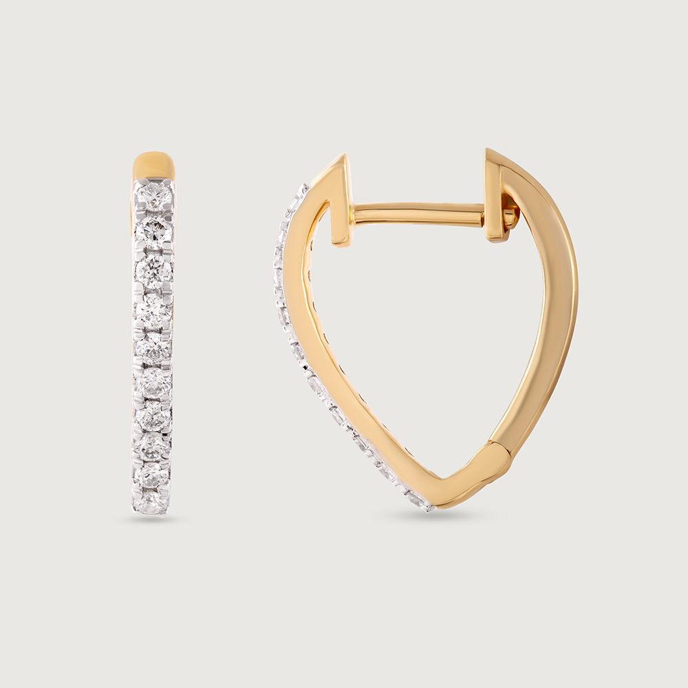 Sleek Edgy Gold & Diamond Hoop Earrings,,hi-res image number null
