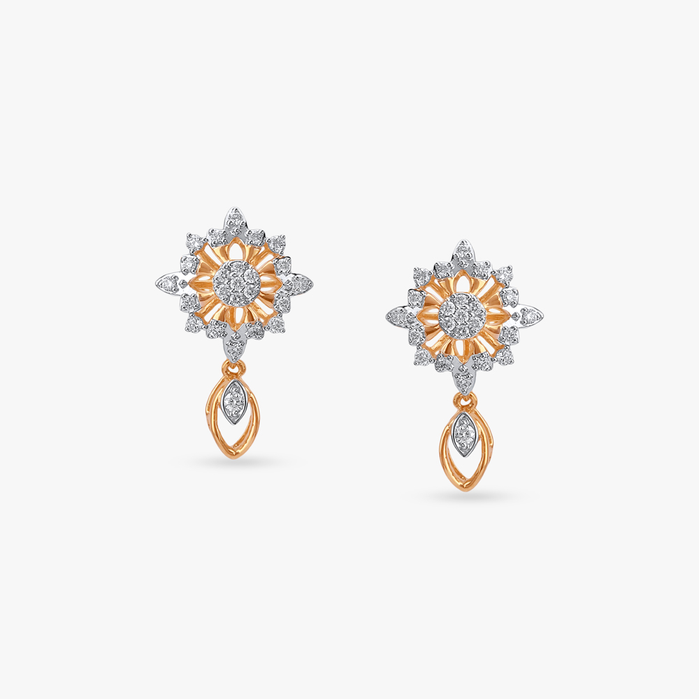 Starburst Bloom Diamond Drop Earrings,,hi-res image number null