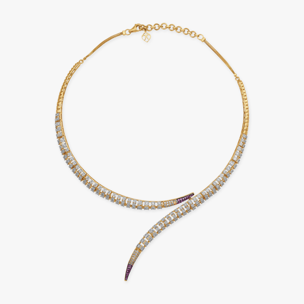 Twinkling Spiral Diamond, Sapphire and Ruby Necklace Set,,hi-res image number null