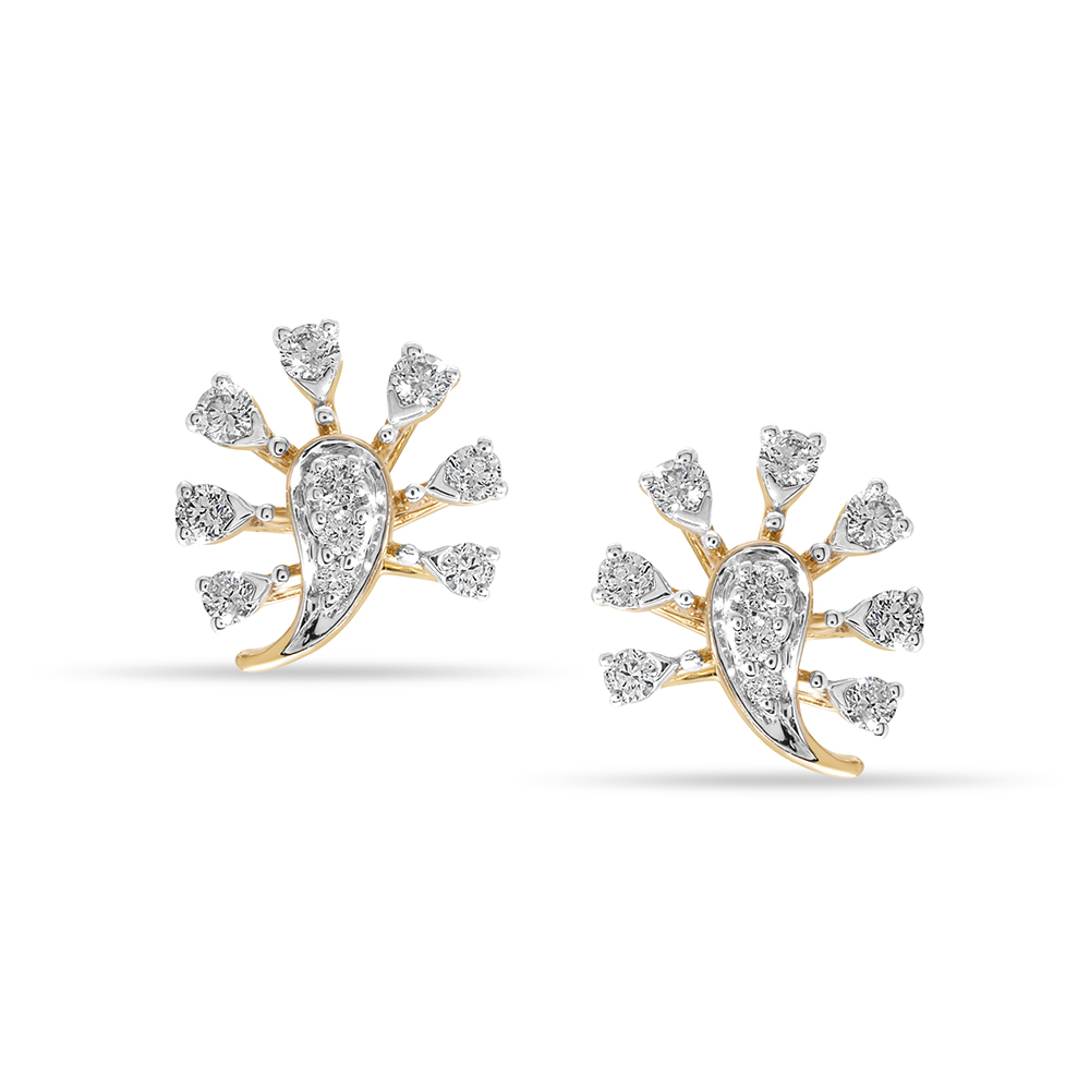 14KT Yellow Gold Shimmering Pear Diamond Stud Earring,,hi-res image number null