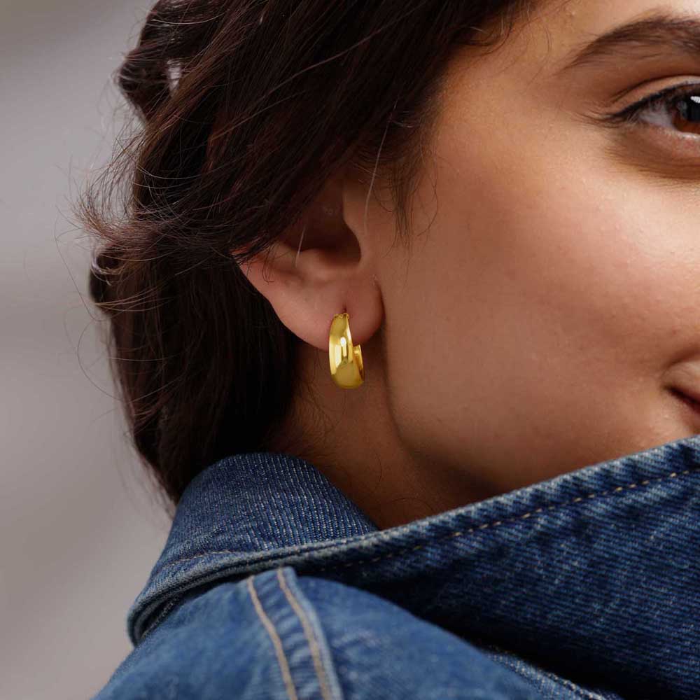 Minimalist Bold Gold Hoop Earrings,,hi-res image number null