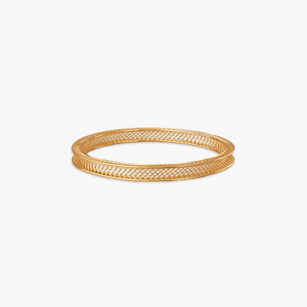 

Cross Hatch Gold Bangle