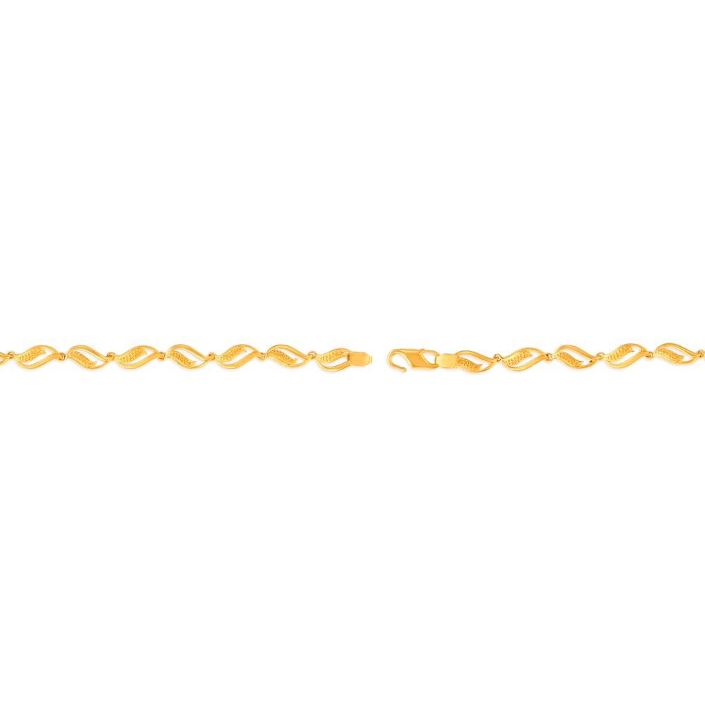 Gorgeous Yellow Gold Carved Leaf Chain Bracelet,,hi-res image number null