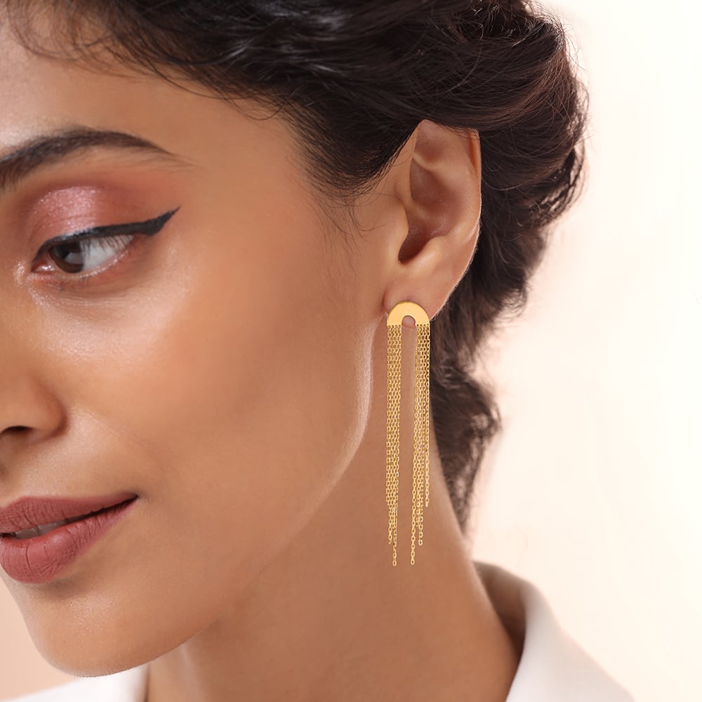 Chic Tassel 18KT Gold Drop Earrings,,hi-res image number null