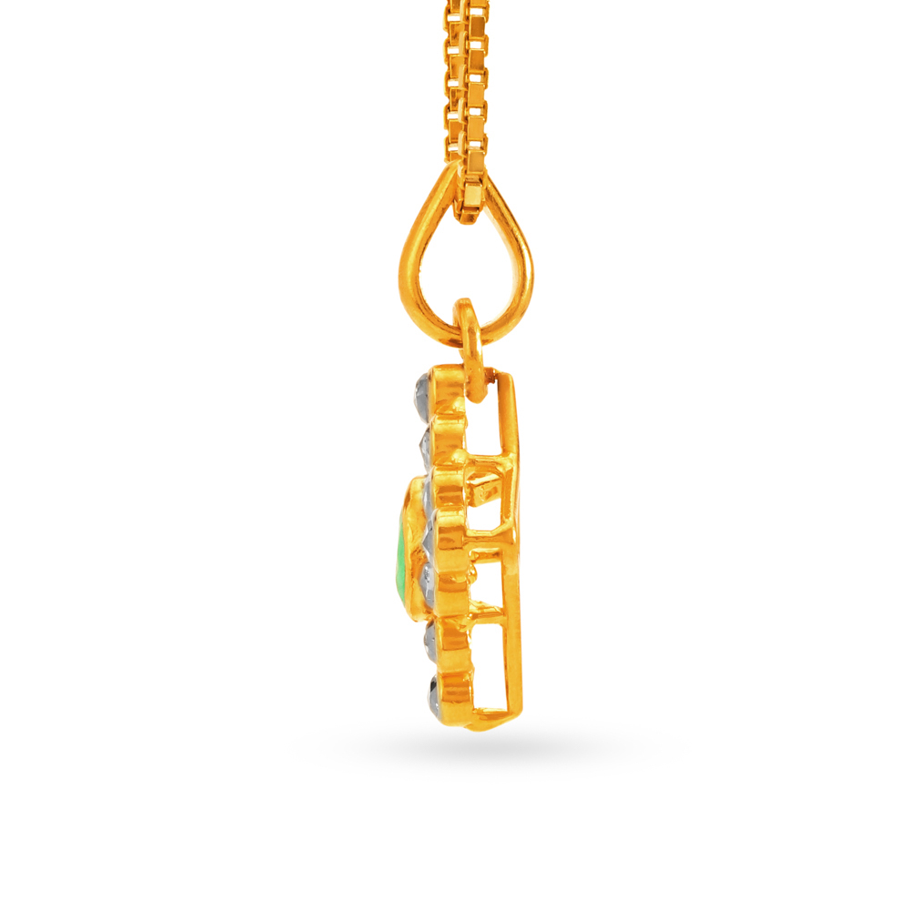Rhombic Emerald Gold Pendant And Earrings Set,,hi-res image number null