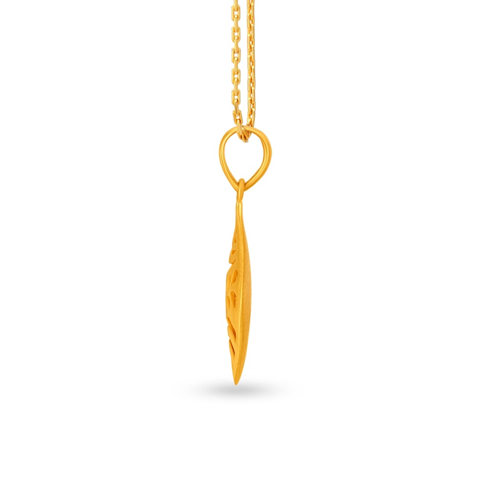 Beautiful Yellow Gold Carved Leaf Pendant,,hi-res image number null