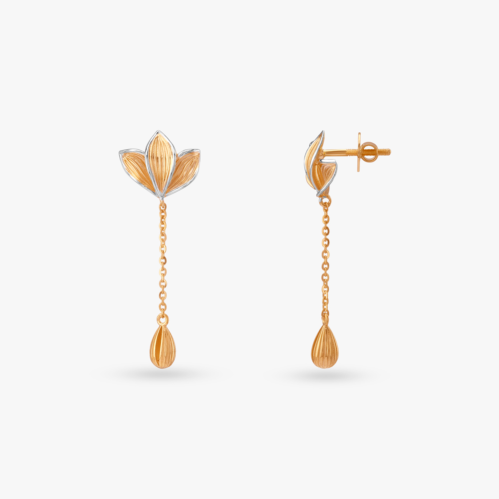 Lotus Bloom Gold Drop Earrings,,hi-res image number null