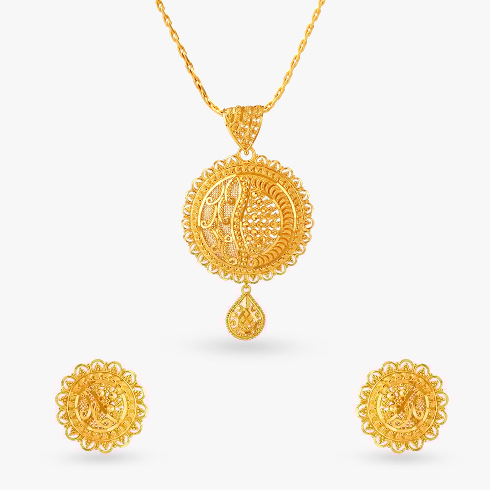 Debonair Gold Pendant and Earrings Set,,hi-res image number null