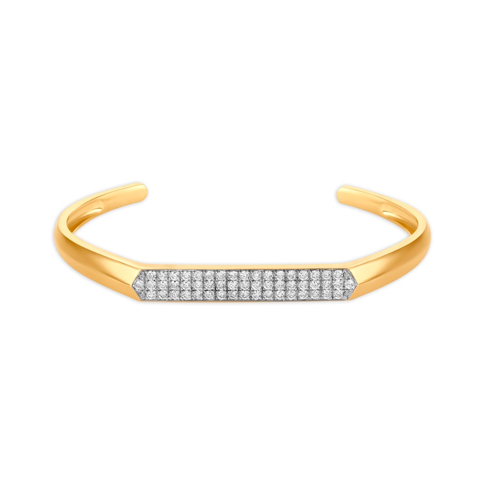 Enchanting Diamond Studded Gold C Kada for men