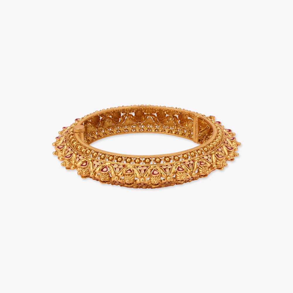 Floral Meenakari Kankan Gold Bangles,,hi-res image number null