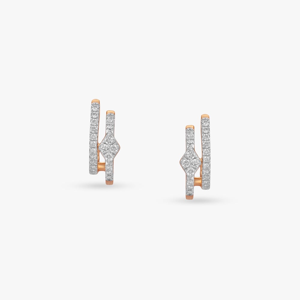 Twin Arc Diamond Hoop Earrings,,hi-res image number null