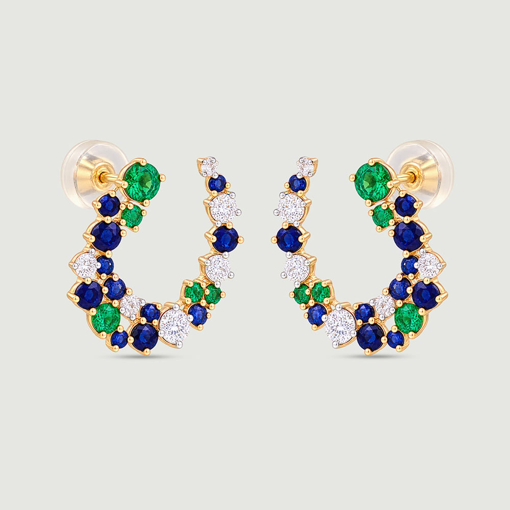 Luminous Curved Sapphire and Tsavorite Stud Earrings,,hi-res image number null