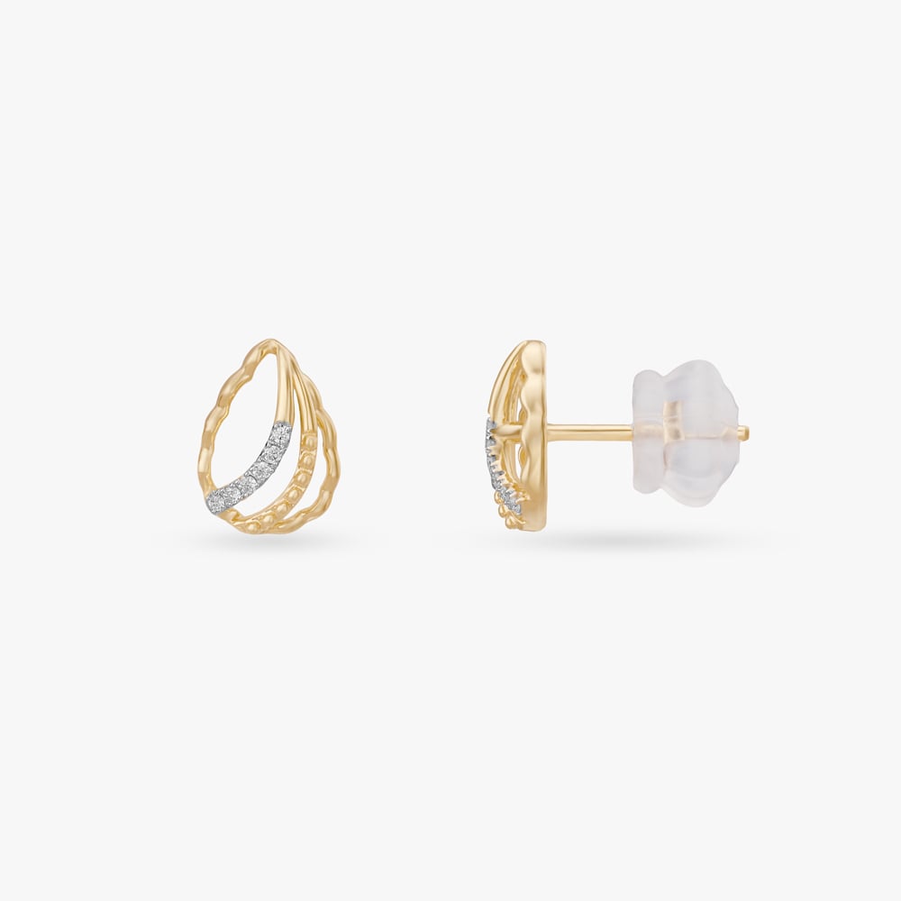 Ripple Arc Diamond Stud Earrings,,hi-res image number null