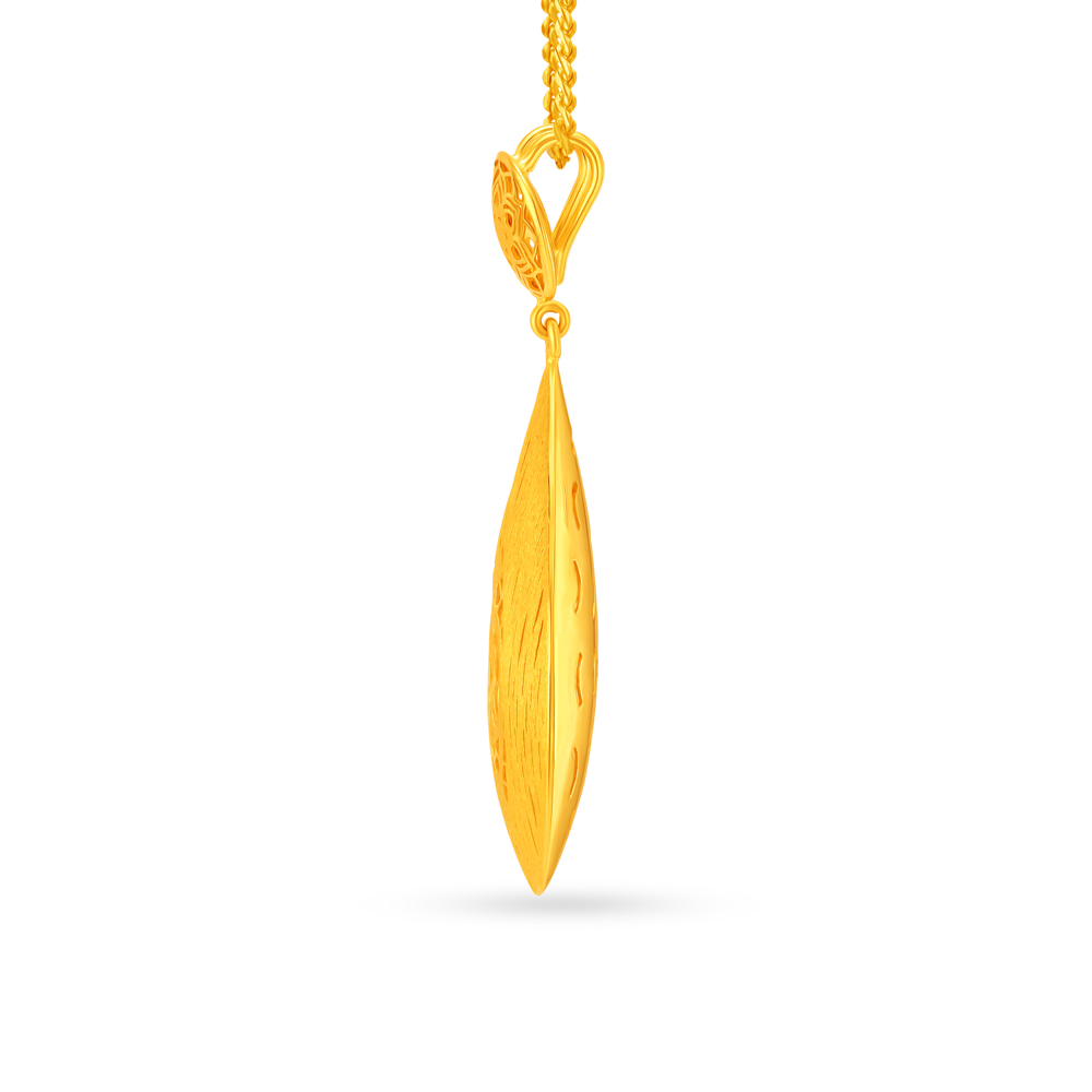 Teardrop Laser Cut Floral Pattern Gold Pendant,,hi-res image number null
