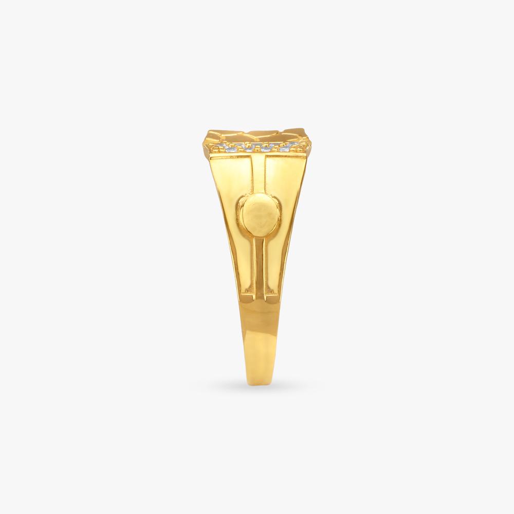 Textured Arc Gold Ring for Men,,hi-res image number null