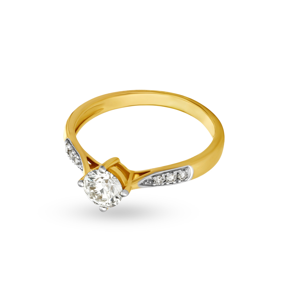Dazzling 18 Karat Yellow Gold Solitaire Finger Ring,,hi-res image number null