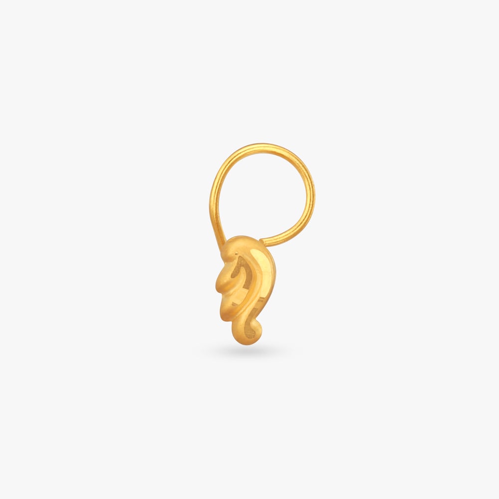 Leaf Whisper Gold Nose Pin,,hi-res image number null