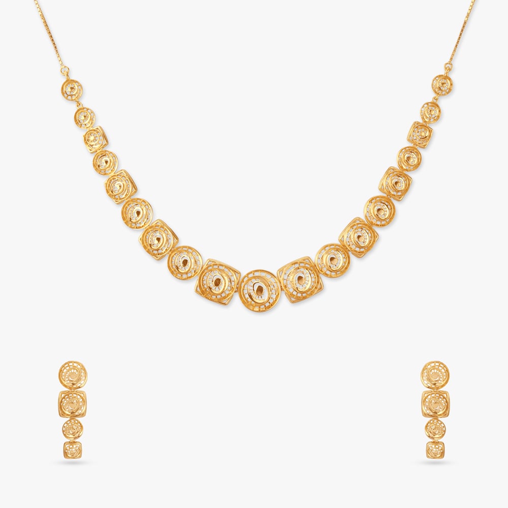 

Spiral Cluster Gold Necklace Set