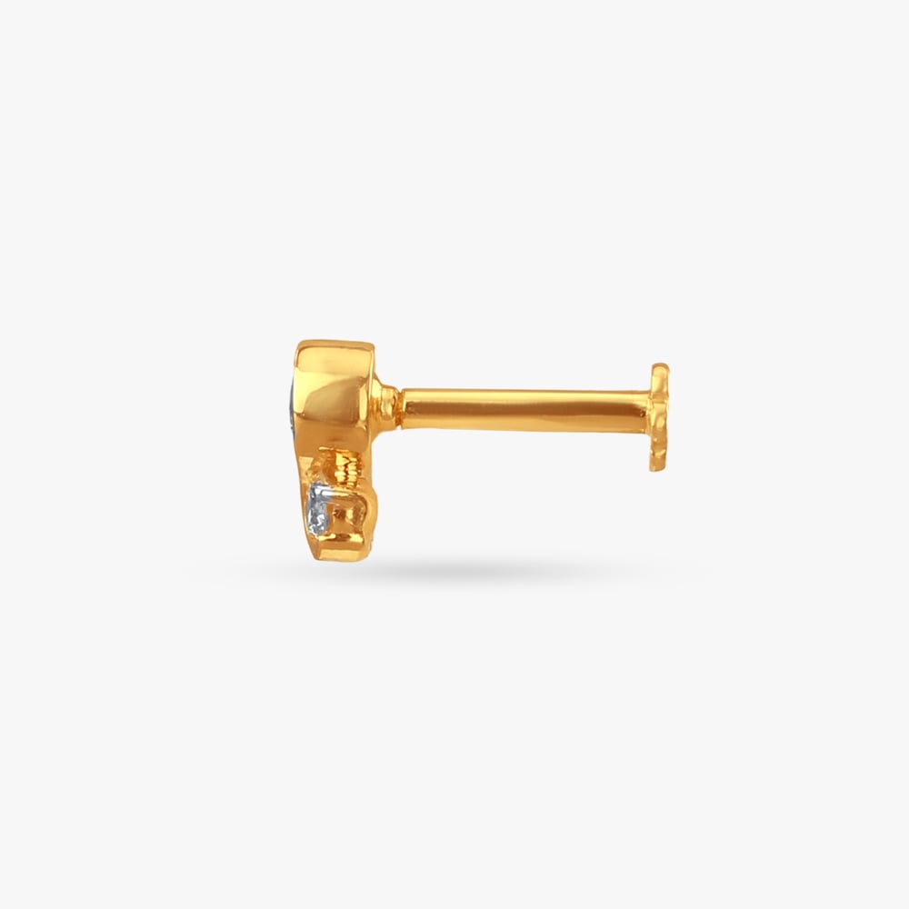 Fluid Curve Diamond Nose Pin,,hi-res image number null
