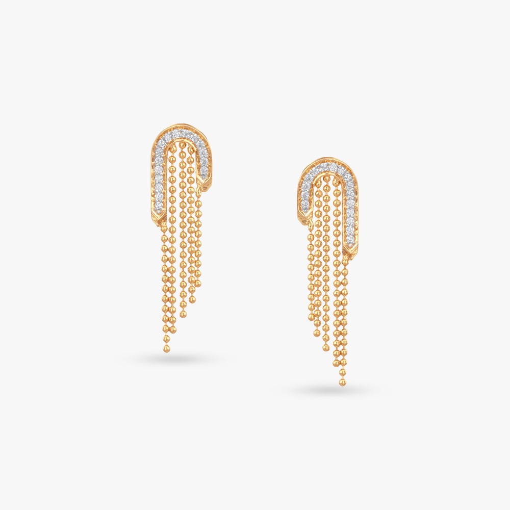 

Arch Fringe Diamond Drop Earrings