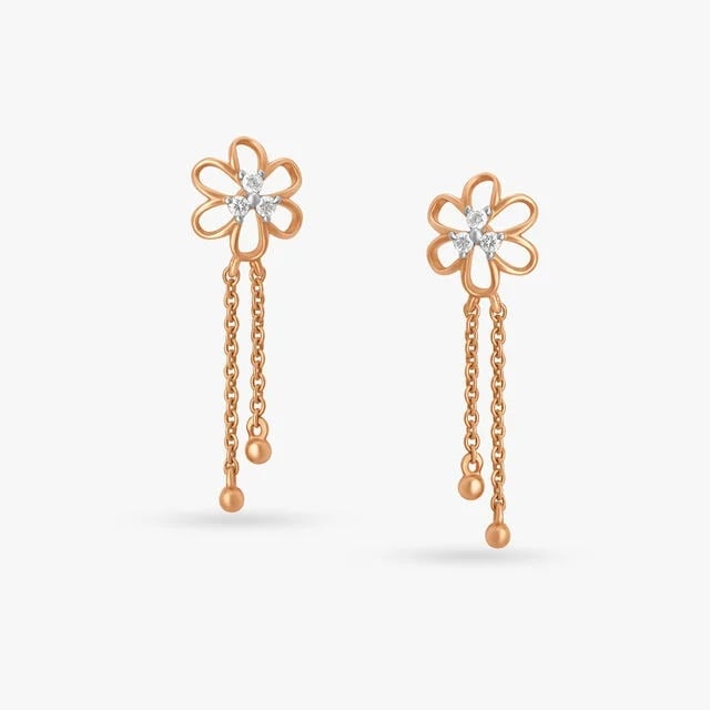 Fresh Flower Diamond Drop Earrings,,hi-res image number null