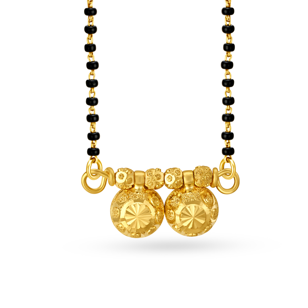 Beautiful 22 Karat Yellow Gold Floral Textured Vati Mangalsutra Pendant,,hi-res image number null