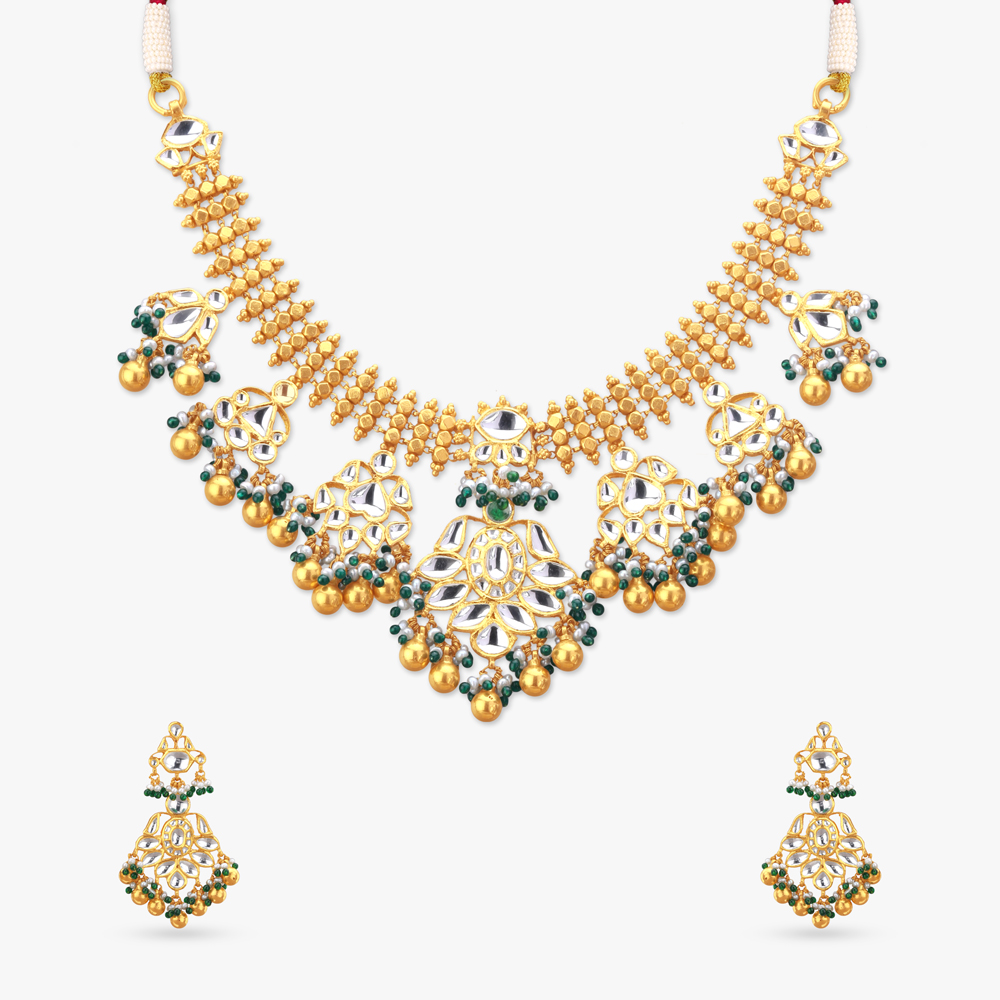 Raindrop Royalty Gold Necklace set,,hi-res image number null