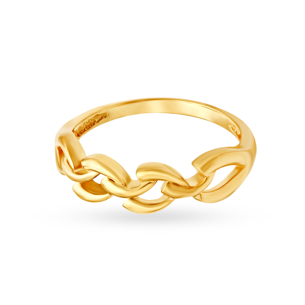 Elegant 22 Karat Yellow Gold Interlinked Waves Finger Ring,,hi-res image number null