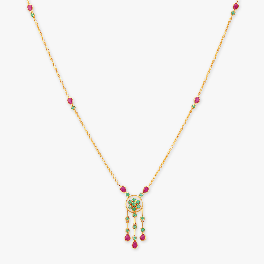 Diamonds and Gold Geometric Necklace