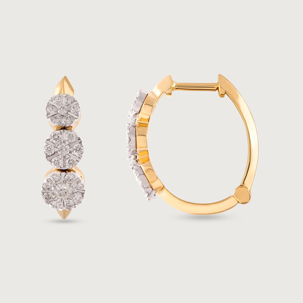 Twist Elegance Gold & Diamond Hoop Earrings,,hi-res image number null