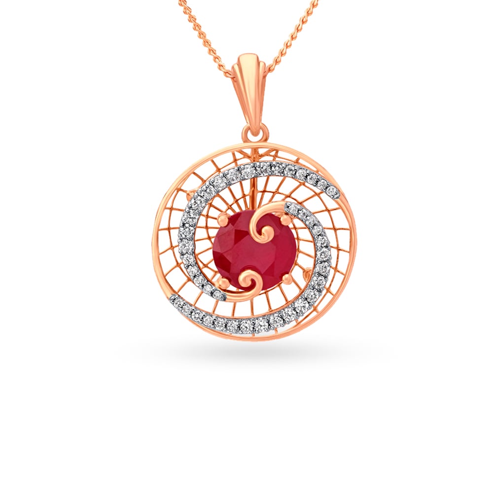 Swirling Circles Rose Gold and Diamond Pendant and Earrings Set,,hi-res image number null