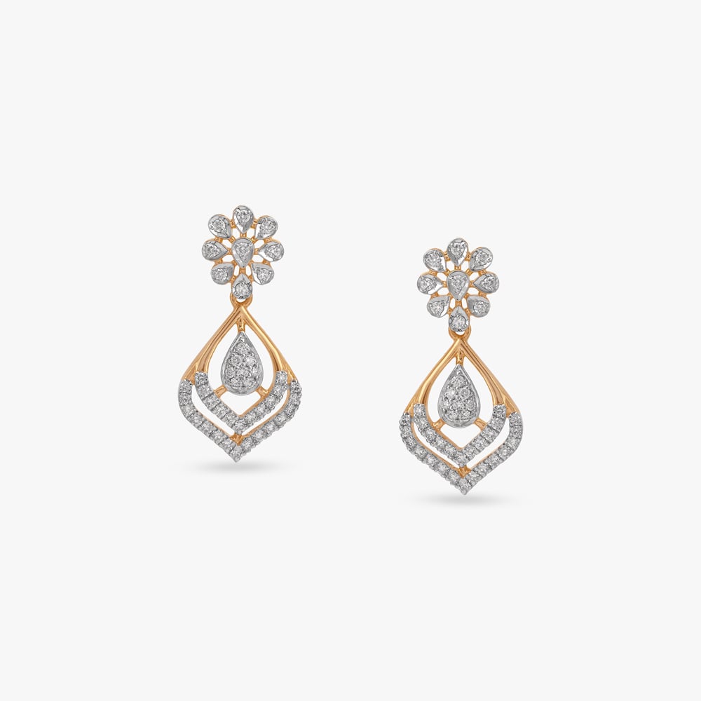 Petal Gleam Diamond Drop Earrings,,hi-res image number null