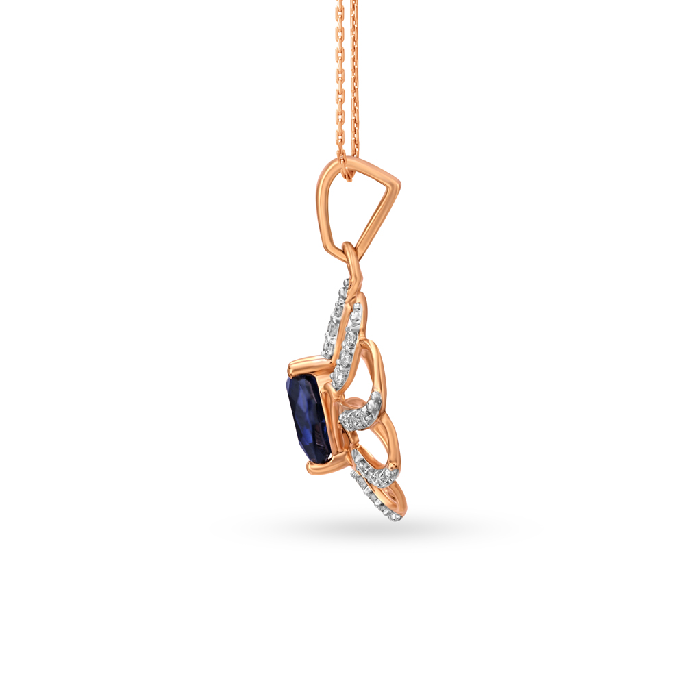 Elegant 18 Karat Rose Gold And Diamond Lotus Pendant,,hi-res image number null