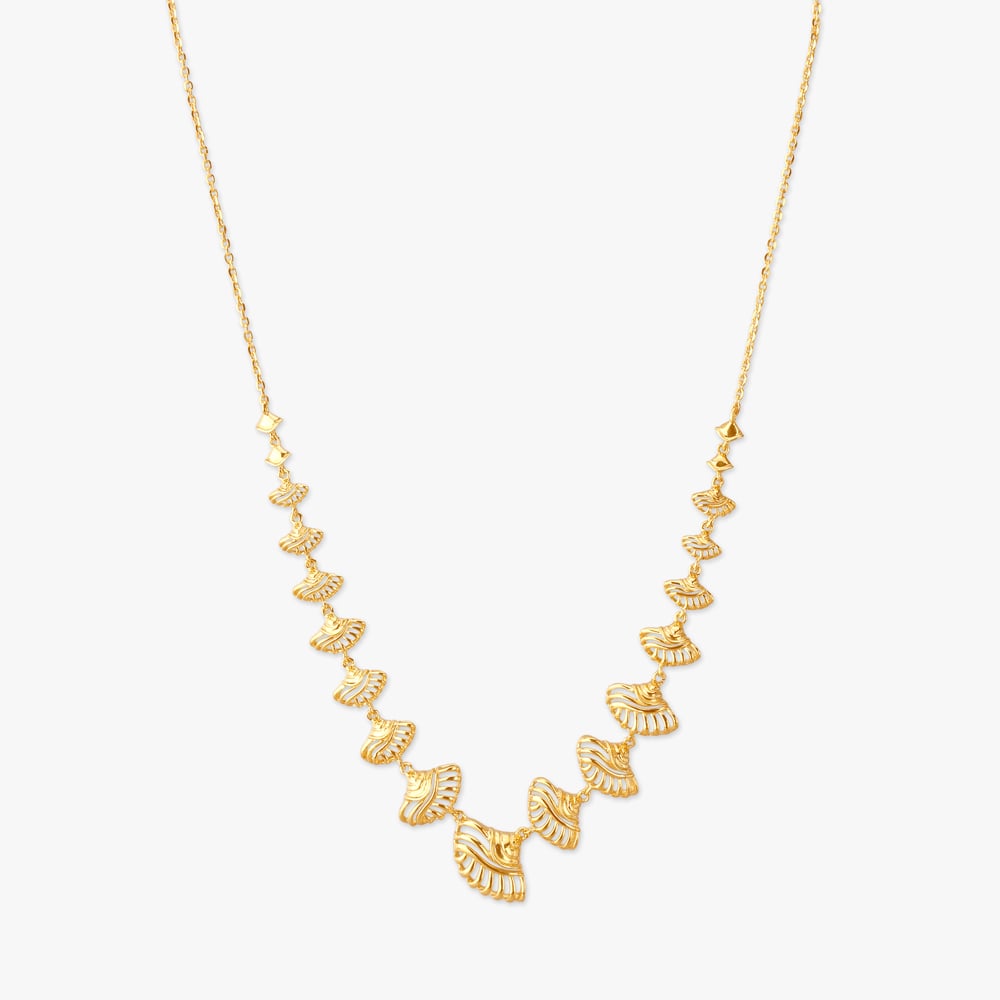 Sculpted Fan Gold Necklace,,hi-res image number null