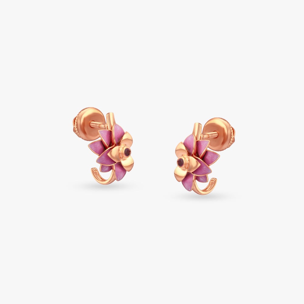 Lotus Blush Gold Hoop Earrings,,hi-res image number null