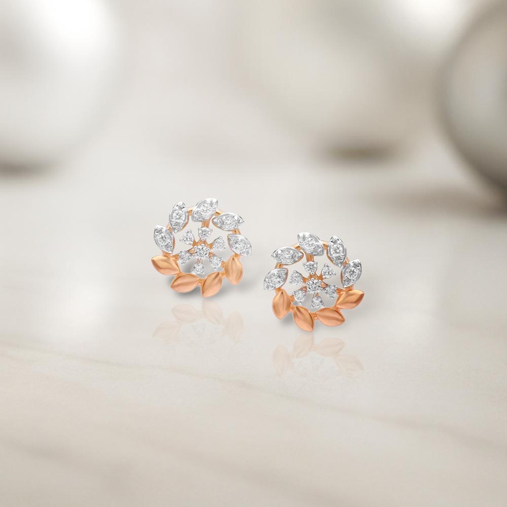 Petal Halo Diamond Stud Earrings,,hi-res image number null